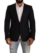 Black Wool Single Breasted Suit GOLD Jacket Dolce & Gabbana