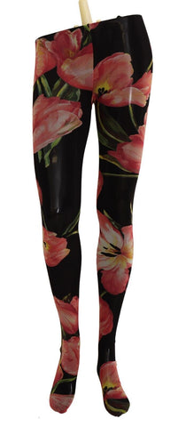 Black Floral Print Nylon Tights Stockings Dolce & Gabbana