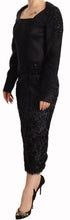Black Studs Embellished Long Sleeves Sheath Midi Dress Masha Ma