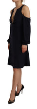 Black Long Sleeves Open Shoulder A-line Dress Twinset