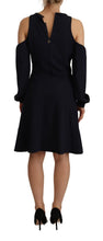 Black Long Sleeves Open Shoulder A-line Dress Twinset