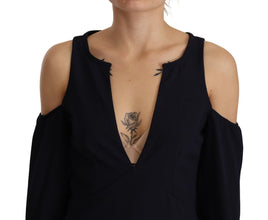 Black Long Sleeves Open Shoulder A-line Dress Twinset