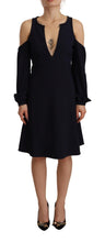 Black Long Sleeves Open Shoulder A-line Dress Twinset
