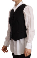 Black Button Down Sleeveless Vest Viscose Top Dolce & Gabbana