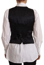 Black Button Down Sleeveless Vest Viscose Top Dolce & Gabbana