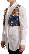 Multicolor Embellished Waist Coat Cotton Top Dolce & Gabbana