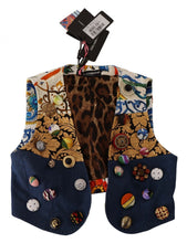 Multicolor Embellished Waist Coat Cotton Top Dolce & Gabbana