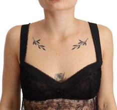 Black Silk Lace Babydoll Nylon Lingerie Top Dolce & Gabbana