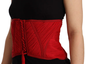 Red Corset Belt Stretch Waist Strap Silk Top Dolce & Gabbana