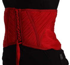 Red Corset Belt Stretch Waist Strap Silk Top Dolce & Gabbana
