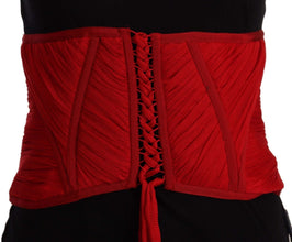 Red Corset Belt Stretch Waist Strap Silk Top Dolce & Gabbana
