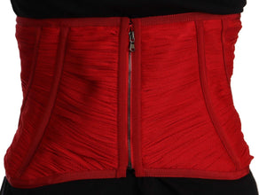 Red Corset Belt Stretch Waist Strap Silk Top Dolce & Gabbana