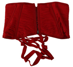 Red Corset Belt Stretch Waist Strap Silk Top Dolce & Gabbana