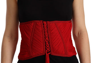 Red Corset Belt Stretch Waist Strap Silk Top Dolce & Gabbana