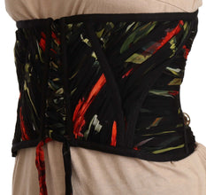 Black Corset Belt Stretch Waist Strap Silk Top Dolce & Gabbana