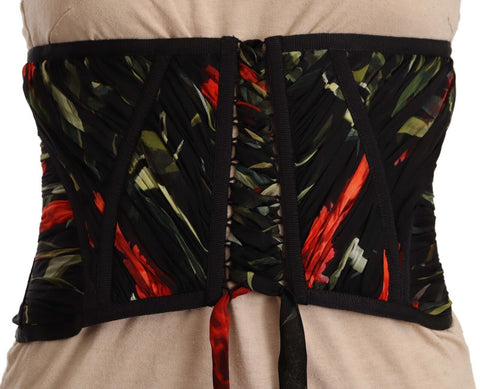 Black Corset Belt Stretch Waist Strap Silk Top Dolce & Gabbana