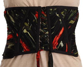 Black Corset Belt Stretch Waist Strap Silk Top Dolce & Gabbana