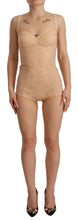 Beige Nylon Floral Lace Bodysuit Underwear Dolce & Gabbana