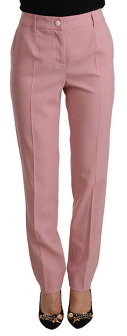 Pink Wool Stretch High Waist Trouser Pants Dolce & Gabbana
