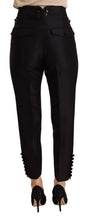 Black Button Embellished Cropped High Waist Pants Dsquared²