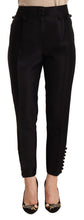 Black Button Embellished Cropped High Waist Pants Dsquared²