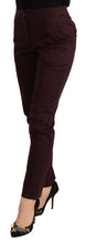 Maroon Mid Waist Skinny Women Trouser Pants Just Cavalli