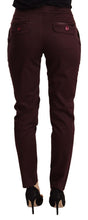 Maroon Mid Waist Skinny Women Trouser Pants Just Cavalli