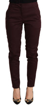 Maroon Mid Waist Skinny Women Trouser Pants Just Cavalli