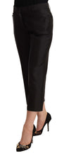 Black 100% Silk Flared Cropped Pants Dolce & Gabbana