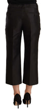 Black 100% Silk Flared Cropped Pants Dolce & Gabbana