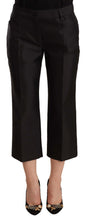 Black 100% Silk Flared Cropped Pants Dolce & Gabbana