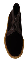 Brown Velvet Exotic Leather Boots Dolce & Gabbana