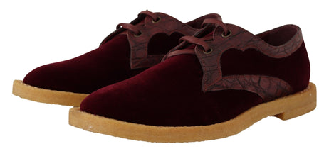 Bordeaux Velvet Exotic Leather Shoes Dolce & Gabbana