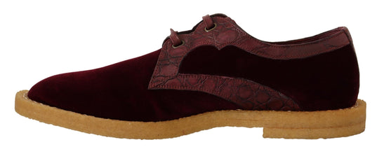 Bordeaux Velvet Exotic Leather Shoes Dolce & Gabbana