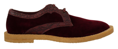Bordeaux Velvet Exotic Leather Shoes Dolce & Gabbana