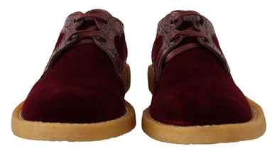 Bordeaux Velvet Exotic Leather Shoes Dolce & Gabbana