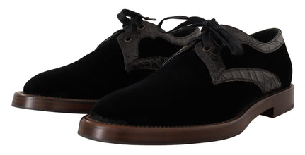 Black Velvet Exotic Leather Shoes Dolce & Gabbana