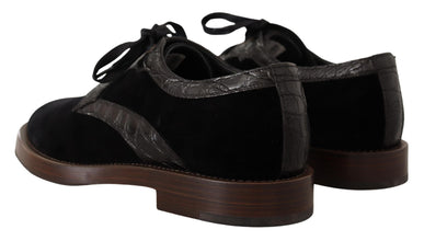 Black Velvet Exotic Leather Shoes Dolce & Gabbana