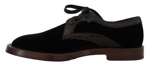Black Velvet Exotic Leather Shoes Dolce & Gabbana