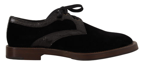 Black Velvet Exotic Leather Shoes Dolce & Gabbana