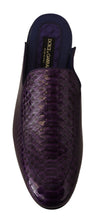 Purple Exotic Leather Flats Slides Shoes Dolce & Gabbana