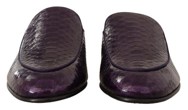 Purple Exotic Leather Flats Slides Shoes Dolce & Gabbana