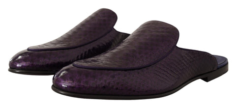 Purple Exotic Leather Flats Slides Shoes Dolce & Gabbana
