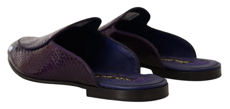 Purple Exotic Leather Flats Slides Shoes Dolce & Gabbana