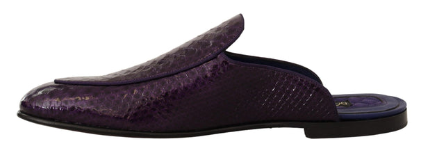 Purple Exotic Leather Flats Slides Shoes Dolce & Gabbana