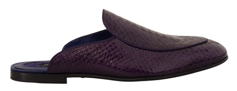 Purple Exotic Leather Flats Slides Shoes Dolce & Gabbana