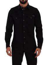 Black Slim Cotton Denim Stretch Shirt Dolce & Gabbana