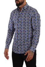 Blue Logo Mania Slim Fit Cotton Shirt Dolce & Gabbana