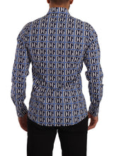 Blue Logo Mania Slim Fit Cotton Shirt Dolce & Gabbana