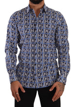 Blue Logo Mania Slim Fit Cotton Shirt Dolce & Gabbana